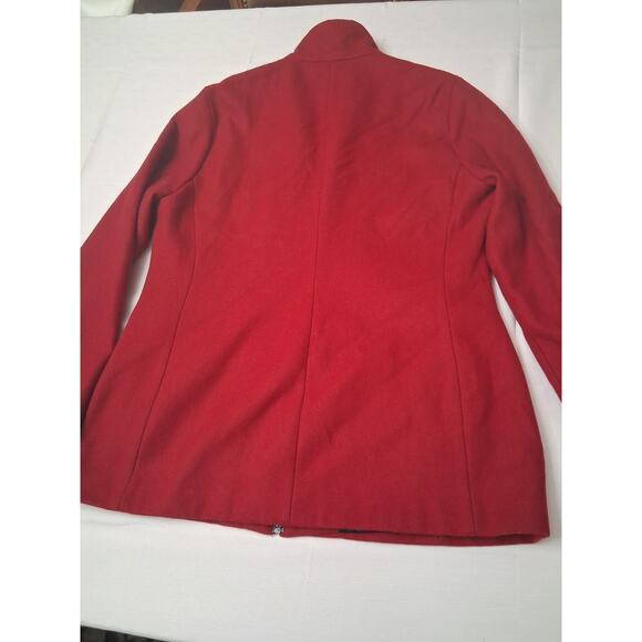 Pritti by Kristen Blake Women's Size M Wool Pea Coat w/Pockets Dark Red Classy - Picture 11 of 14